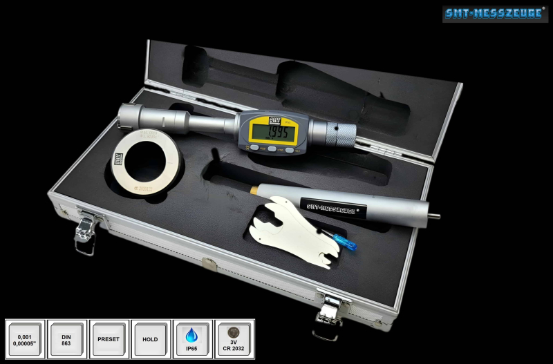 Article-No. 293.520.IP65 Digital three point internal micrometer SMT-MESSZEUGE