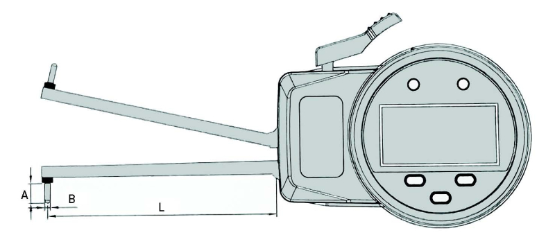 Digital caliper gauge 50-100 mm, for inside measurements, reading 0.01 mm, IP65, drawing