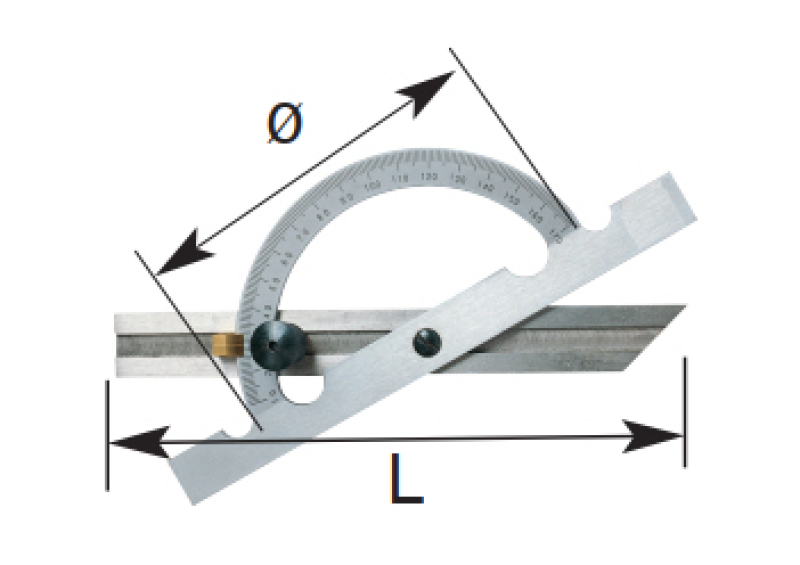 Gradmesser (Schrägmaß), 300x600 mm, Messbereich 10-170°, Zeichnung