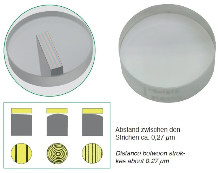 Flat glass (plan glass plate) Ø 30 mm for inspection of flatness, Application